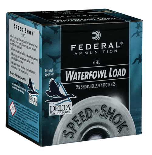 Federal Speed-Shok Waterfowl 12 Gauge Ammo 2-3/4" #2 Steel Shot 1-1/8 oz Box of 25 Federal Speed-Shok Waterfowl 12 Gauge Ammo 2-3/4" #2 Steel Shot 1-1/8 oz Box of 25