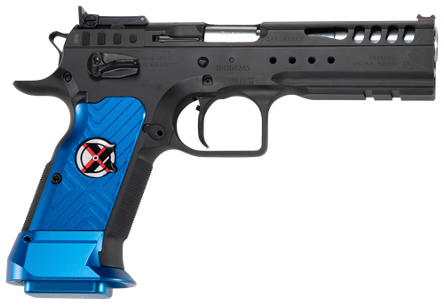 Tanfoglio TF-LIMMSTRX-9 Limited Master Xtreme 9mm Luger Pistol 4.75" Barrel 19+1 Round Stainless Steel Barrel Matte Black Slide and Frame Blue Polymer Grips
