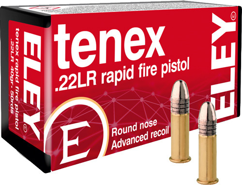 Eley Tenex Rapid Fire 22LR Ammunition 40 Grain Round Nose 50 Rounds Box of 100 Eley Tenex Rapid Fire 22LR Ammunition 40 Grain Round Nose 50 Rounds Box of 100