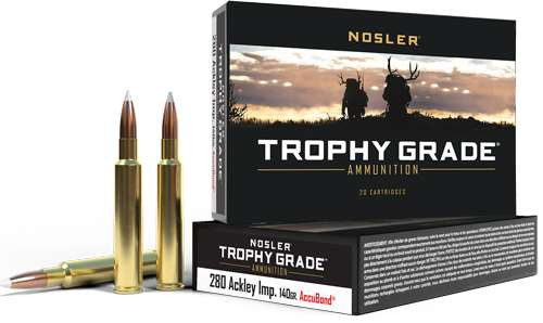 Nosler Trophy Grade Ammunition 280 Ackley Improved 140 Grain AccuBond Box of 20