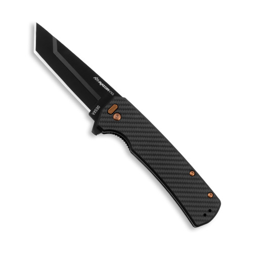 Outdoor Edge Razor VX5 Pocket Knife 3" Tanto Point 420J2 Black Oxide Blade Carbon Fiber Handle Black - Image 1