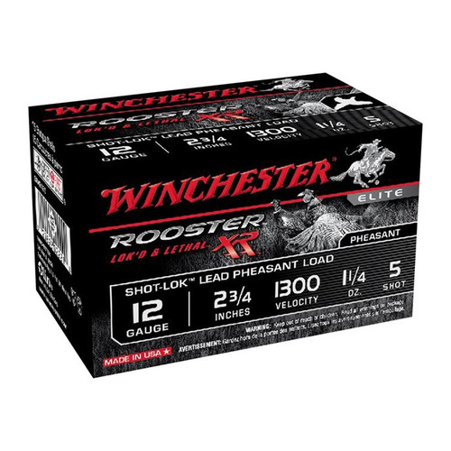 Winchester Rooster XR 12 Gauge Ammo 2-3/4" #5 Plated Lead Shot 1-1/4 oz Box of 15