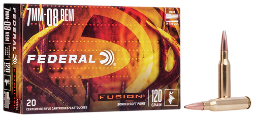 Federal Fusion 7mm-08 Remington Ammo 120 Grain Bonded Round Nose Box of 20