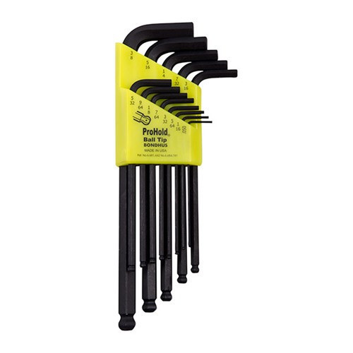 Bondhus Pro Hold Ball End Hex Wrench Set .050" to 3/8"