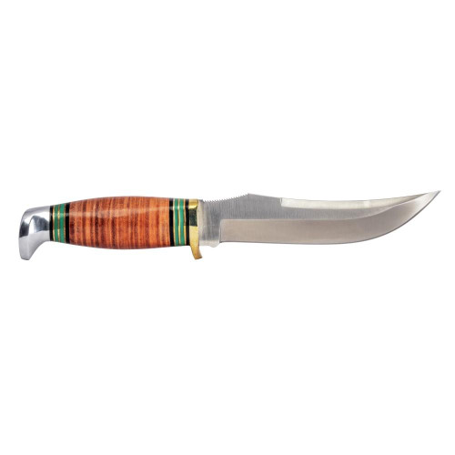 Remington Stacked Leather 10" Fixed Blade Knife Brown Leather Sheath