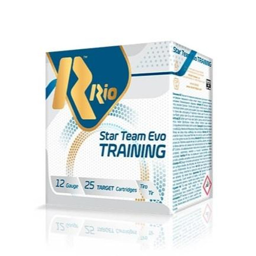 Rio Star Team Evo Training 12 Gauge Ammo 2-3/4" #8 Shot 7/8 oz Box of 25 (Low Recoil)