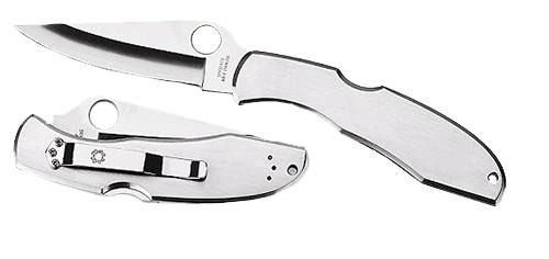 Spyderco Endura 4 Pocket Knife 3.8" Fully Serrated Leaf VG-10 Satin Blade Stainless Steel Handle Silver