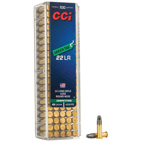 CCI Green Tag 22LR Ammo 40 Grain Round Nose Box of 100
