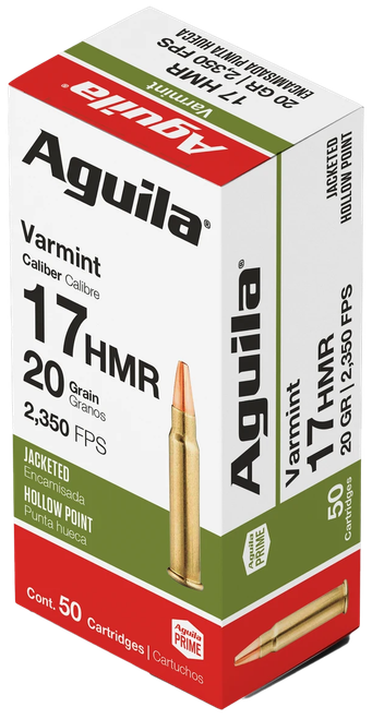 Aguila 1B222347 17 HMR Ammo 20 Grain Jacketed Hollow Point 50/20