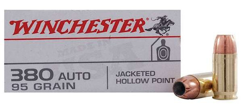 Winchester Ammo USA380JHP 95 gr Jacketed Hollow Point (JHP) 50 Bx