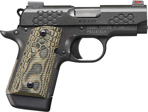 Kimber Micro 9 KHX 9mm Luger Pistol 3.15" Barrel 7+1 Round Gray Slide Tan/Black Grip Gray Frame