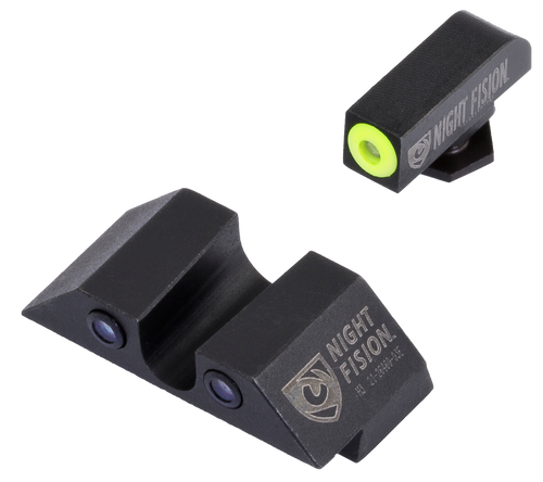 Night Fision Tritium Night Sight Set for Glock 42, 43, 43X Green Front, Yellow Outline, U-Notch Rear Green