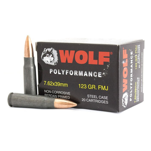 Wolf Performance Ammunition 7.62x39mm 123 Grain FMJ Box of 20