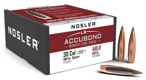 Nosler AccuBond Long Range 30 Caliber (308 Diameter) Bullets 190 Grain Spitzer Boat Tail Box of 100