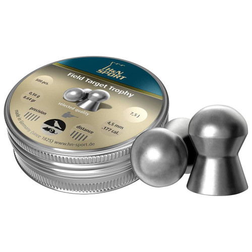 H&N Field Target Trophy Domed Air Gun Pellets 177 Caliber 8.64 Grain 4.5mm Head Size 500PK