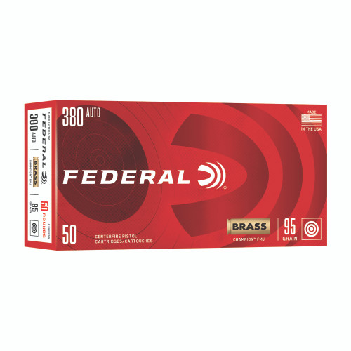 Federal Champion 380 ACP Ammo 95 Grain Full Metal Jacket Box of 50