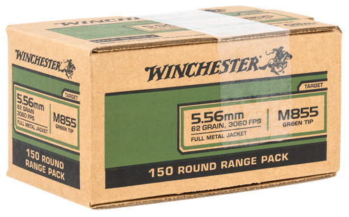 Winchester M855 5.56x45mm NATO Ammo 62 Grain Full Metal Jacket Box of 150