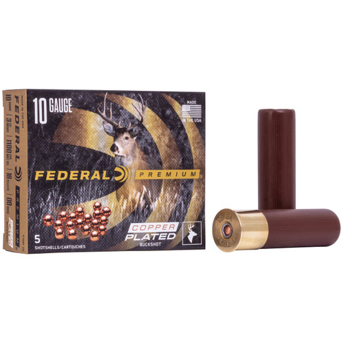 Federal Premium Vital-Shok 10 Gauge Ammo 3-1/2" #00 Buckshot 18 Pellets Box of 5