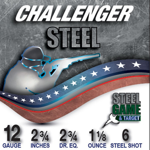 Challenger Ammo Steel Game & Target 12 Gauge Ammo 2-3/4" #6 Steel Shot 1-1/8 oz Case of 250