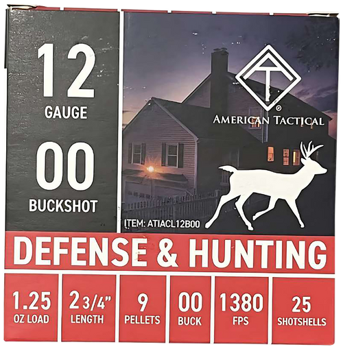 Ati Outdoors 12 Gauge 2.75 Inch 00 Buck Shot 25 Rounds Per Box