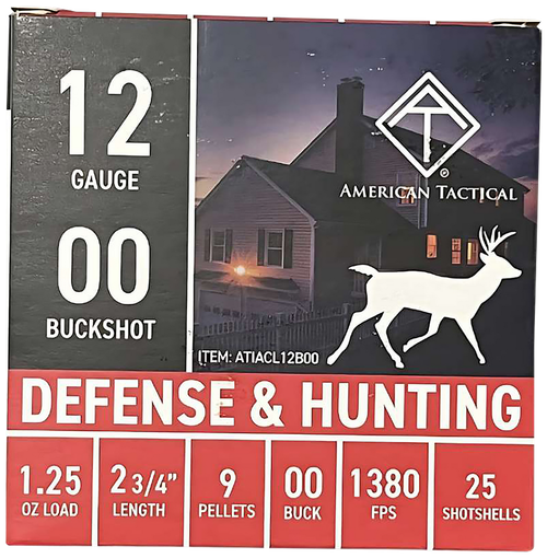 Ati Outdoors 12 Gauge 2.75 Inch 00 Buck Shot 25 Rounds Per Box