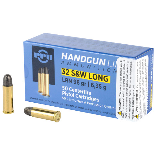 PPU 32 S&W Long Ammo 98 Grain Round Nose Box of 50 - Image 1