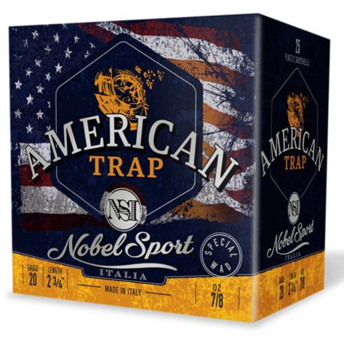 Nobel Sport Target American Trap Shotshells 20 Gauge 2-3/4" 7/8 oz 1200 fps #9 Box of 25