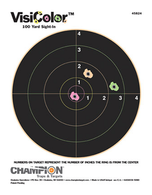 Champion VisiColor Paper Targets 8-Inch Bullseye 8.5 x 11 Inch 10 Pack