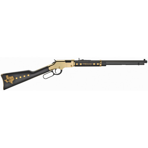 Henry Golden Boy Texas Lever Action Rifle 22 Long Rifle 20" Blued Barrel Gold Frame Black Walnut Straight Grip Stock
