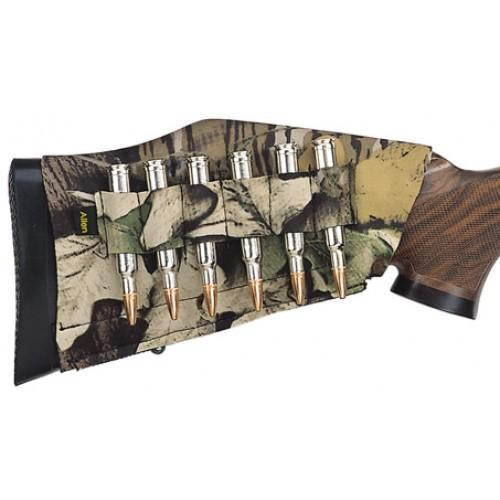 Allen Stock Rifle Ammo Carrier 6-Round Neoprene Mossy Oak Break-Up Camo