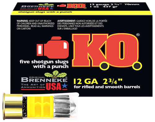 Brenneke SL122KO 12 Gauge 2.75" 1 oz Slug Shot 50 Rounds