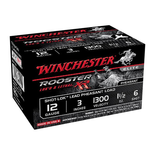 Winchester Rooster XR 12 Gauge Ammo 3" #6 Plated Lead Shot 1-1/2 oz Box of 15 Winchester Rooster XR 12 Gauge Ammo 3" #6 Plated Lead Shot 1-1/2 oz Box of 15