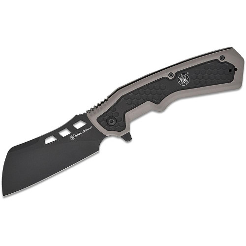 Smith & Wesson Extraction and Evasion Assisted Folding Knife 3-1/2 Inch Cleaver Blade Black