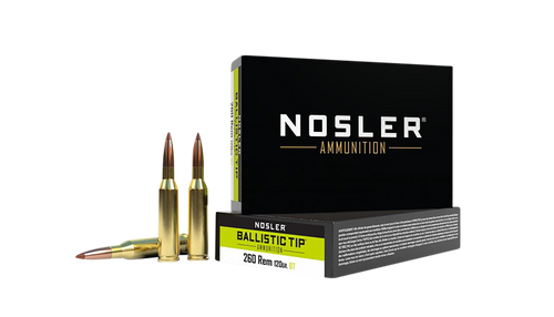 Nosler BT 260 Remington Ammo 120 Grain Nosler Ballistic Tip Polymer Tip Box of 20