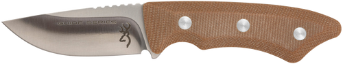 Browning Guide Series Fixed Blade Knife 3" Drop Point 14C28N Satin Blade Brown Micarta Handle