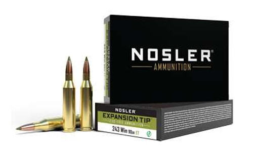 Nosler E-Tip Ammunition 243 Win 90 gr Lead-Free 20 Bx