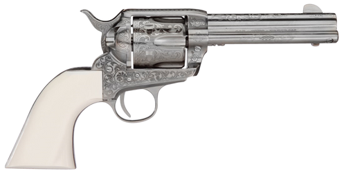Taylor's & Company 1873 Outlaw Legacy .45 Colt Revolver 4.75" Barrel 6rd Capacity Nickel Engraved White Grip