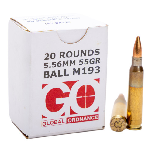Global Ordnance 5.56 NATO Ammo 55 Grain Full Metal Jacket Box of 20 - Image 1