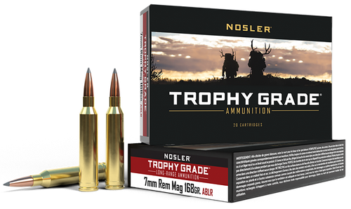 Nosler Trophy Grade 7mm Remington Magnum Ammo 168 Grain Nosler AccuBond Long Range Bonded Polymer Tip Box of 20