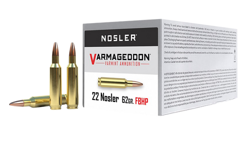 Nosler Varmageddon 22 Nosler Ammo 62 Grain Jacketed Hollow Point Box of 50