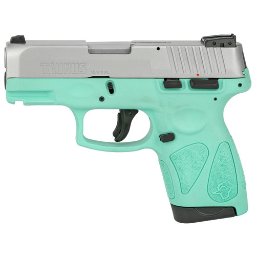 Taurus G2S 9mm Luger Pistol 3.2" Barrel 7+1 Round Stainless Slide Cyan Grip