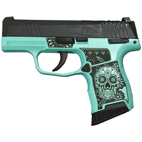 Sig Sauer P365-380-BSS-MS Sugar Skull Robin's Egg Blue Glitter Handgun .380 3.1" Barrel 10rd Magazines (2)