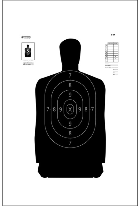 Action Target B-34 Qualification Target, 17.5" x 23", Black, 100 Per Box Action Target B-34 Qualification Target, 17.5" x 23", Black, 100 Per Box