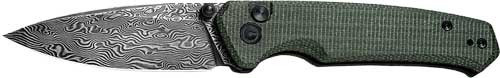 CIVIVI Altus Pocket Knife 2.97" Green Micarta Handle Black Damascus Blade