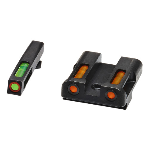 HIVIZ LiteWave H3 Tritium Fiber Optic Sight Set for Glock 9mm/40 Green/Orange/Orange