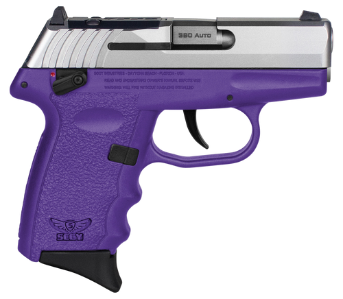 SCCY CPX-4 .380 ACP Pistol 3.1" Barrel 10+1 Rounds Purple Grip Silver Slide