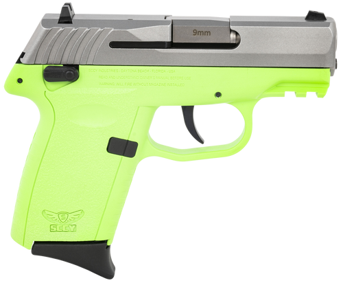 SCCY CPX-1 9mm Luger Pistol 3.1" Barrel 10+1 Round Stainless Slide Lime Green Frame (Includes Manual Safety, Optic Ready)