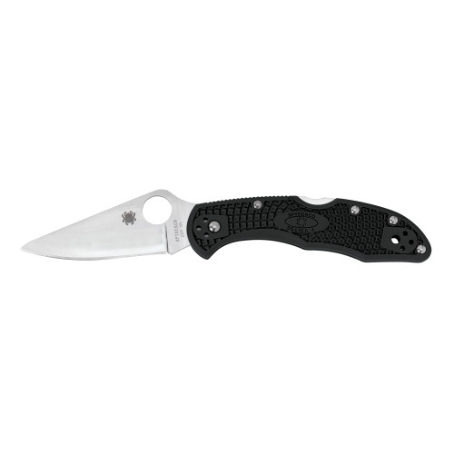 Spyderco Delica 4 Pocket Knife 2.875" Leaf VG-10 Satin Blade Fiberglass Reinforced Nylon (FRN) Handle Black