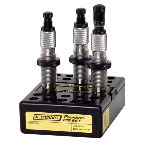 Redding Premium Series Deluxe 22 Nosler Full Length Sizing, Bullet Seating, Neck Sizing 3 Die Set Redding Premium Series Deluxe 22 Nosler Full Length Sizing, Bullet Seating, Neck Sizing 3 Die Set