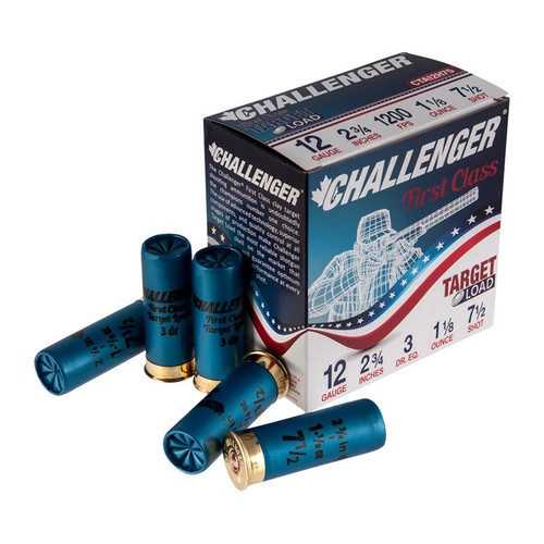 Challenger Ammo First Class Target Load 12 Gauge Ammo 2-3/4" #7.5 Shot 1-1/8 oz Box of 250 (1200 FPS)